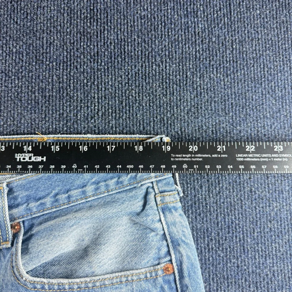 Vintage Levis 501 Mens Jeans 42x38 Light Wash Straight Leg Button Fly Denim Blue